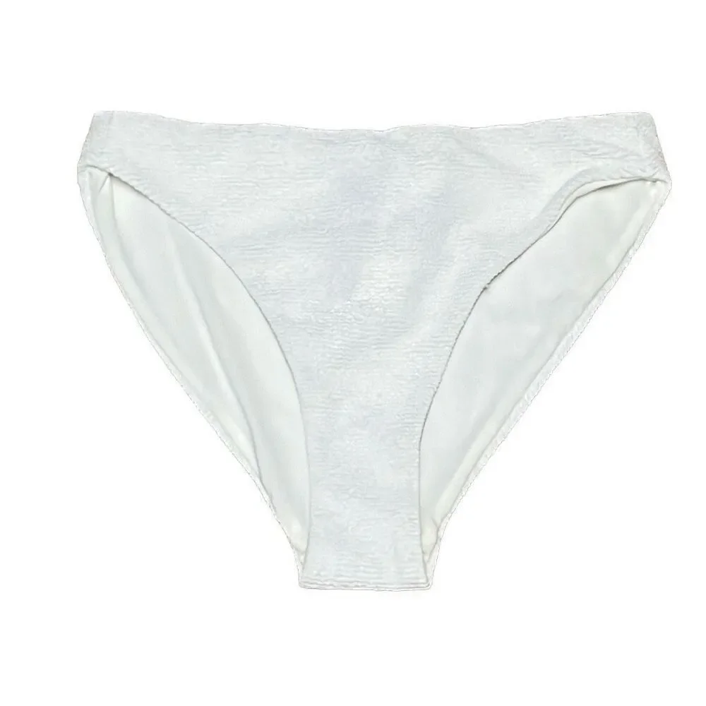 Skin Organics Size XS‎ Bikini Bottoms White Textured Hi Cut Style Swimwear NWT